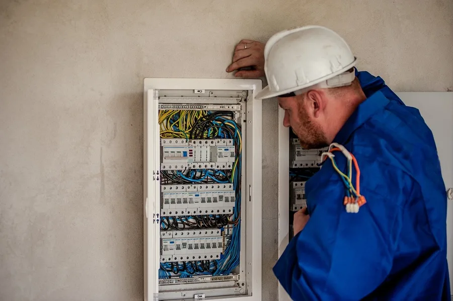 Elektriker bei Installationsarbeiten